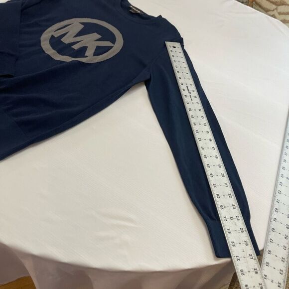 Michael Kors Logo Cotton Monogram Sweater Blue Men's Large Sweatshirt Pullover - Picture 3 of 6